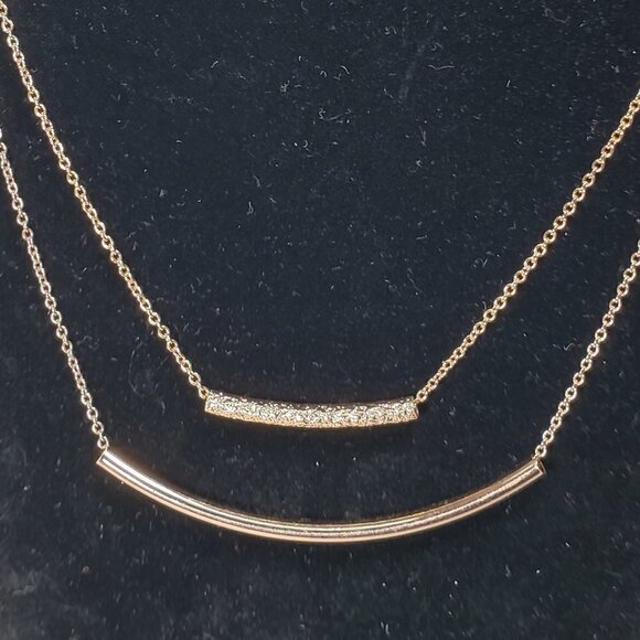 THE LIMITED Layered Rose Gold tone Double Bar Design Necklace - Women's Jewelry - Picture 6 of 9